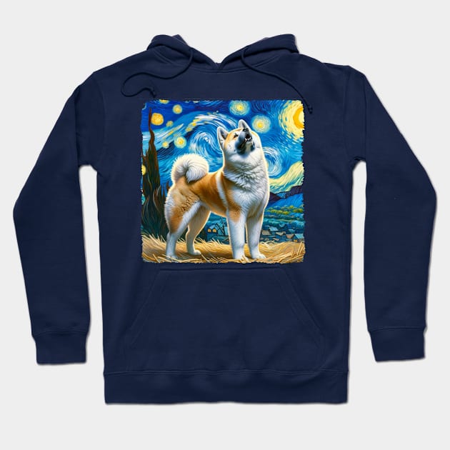 Starry Akita Dog Portrait - Pet Portrait Hoodie by starry_night